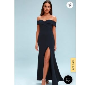 Navy Blue Off the Shoulder Dress